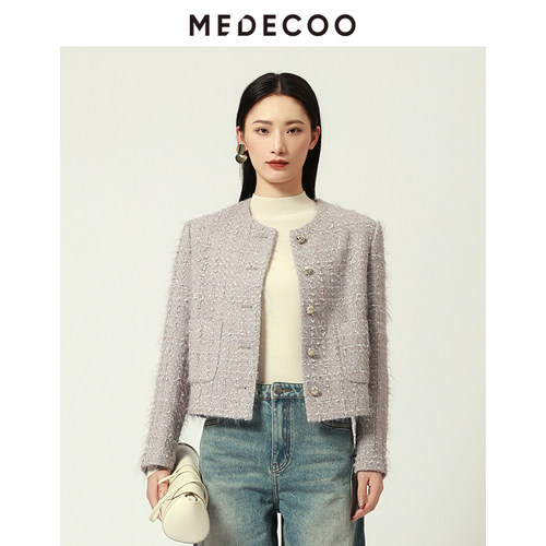 MEDECOO2025秋冬新款女花呢外套