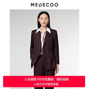 不对称两粒扣西装 新款 领羊毛外套MID31204 墨蒂珂2024冬季 MEDECOO