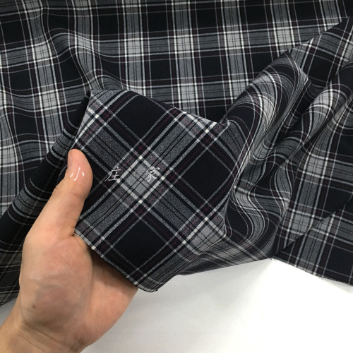 日本进口黑灰色条纹格子图案时装面料 春季 柔软 垂坠 布料