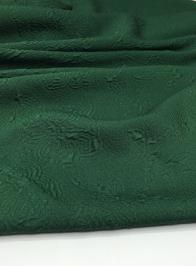 竹绿色立体褶皱花卉压花图案面料 春季新品 旗袍 服饰 布料整米价