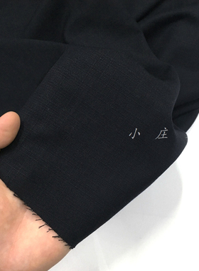 黑色系纯色竹节纹路时装面料 春夏 柔软 垂坠 裙子 服饰 布料