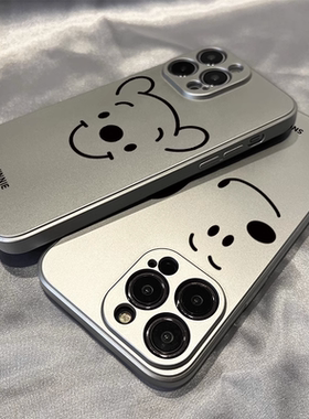 适用苹果15手机壳iphone14promax男女新款13mini防摔12全包11简约8plus卡通7史努比维尼熊6s网红电镀银潮软壳