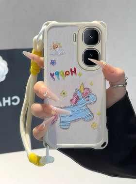适用油画独角兽IQOONEO10手机壳9Spro+爆款8带挂绳7竞速版专用6se少女心5活力版保护套3防摔全包新款外壳新品