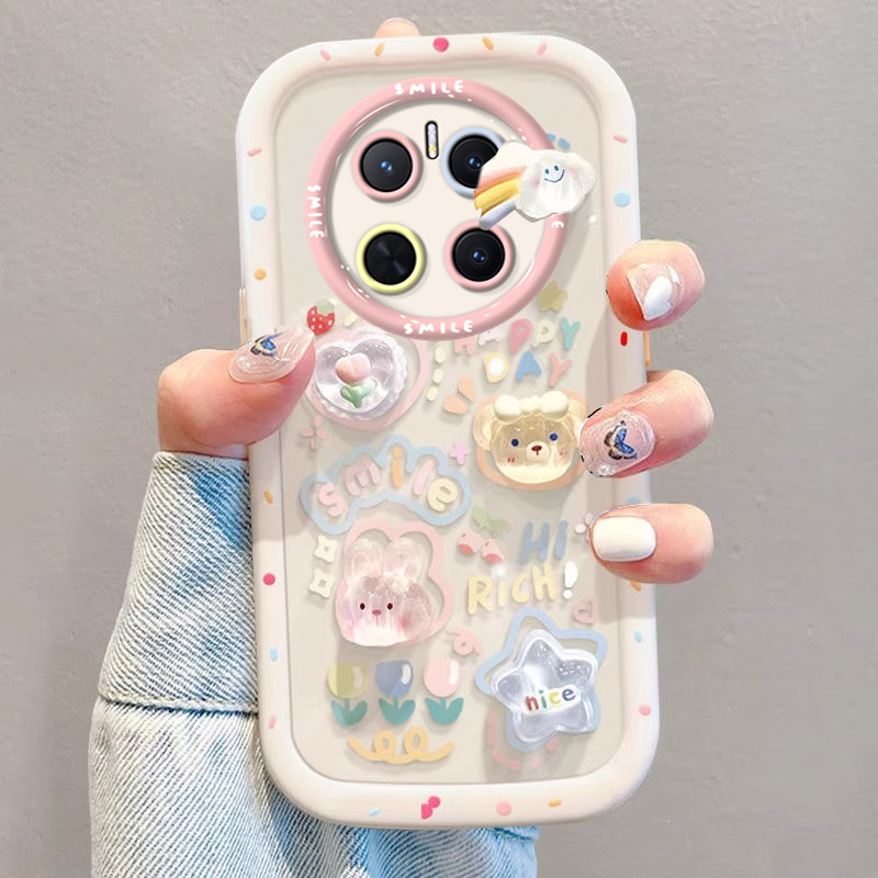 适用兔子小熊华为mate70PRO+手机壳60爆款50E带挂绳40专用30少女心20防摔保护套全包新款外壳硅胶可爱泡芙