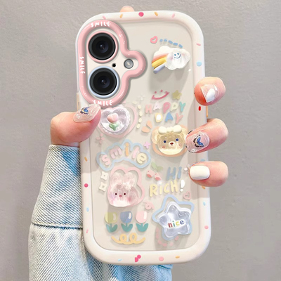 适用苹果系列兔子小熊手机壳