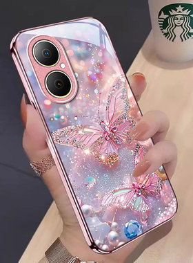 适用华为畅享80闪钻蝴蝶手机壳70Z玻璃70plus全包60X金属漆50pro爆款优畅享30E保护套20E专用少女新款轻奢风