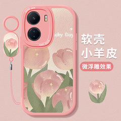 适用vivoz6手机壳新款vivoz5i甜美风vivoz3x/i郁金香女生vivoz1唯美挂绳艺术花朵软硅胶手机套外壳