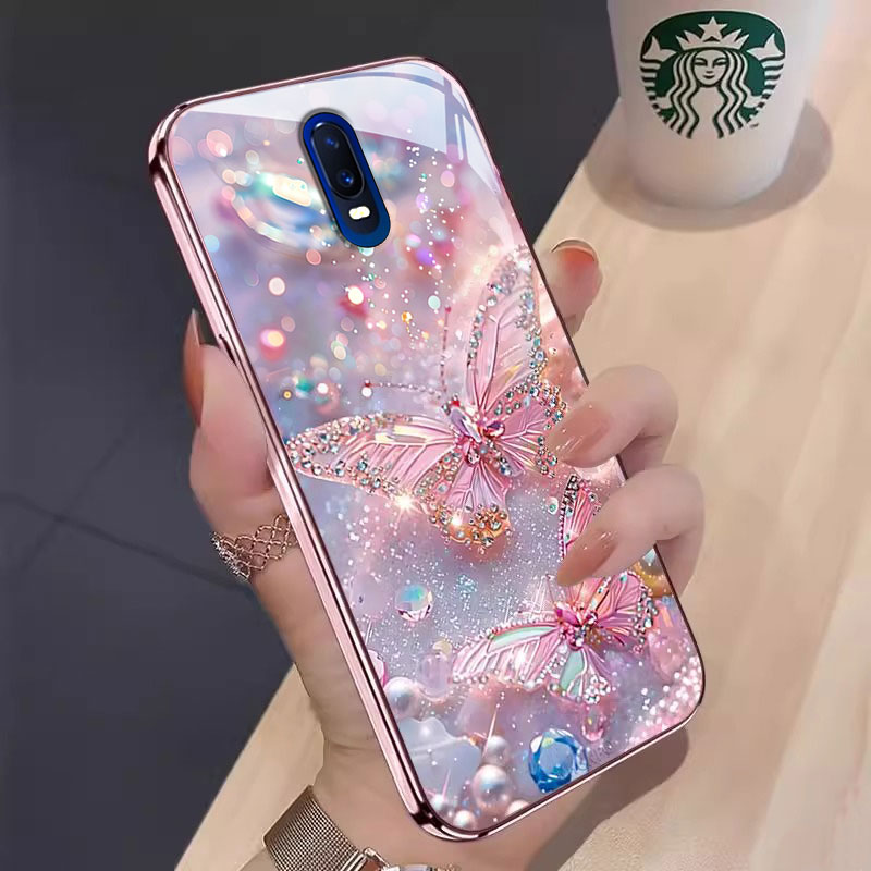 适用OPPOR系列闪钻蝴蝶手机壳