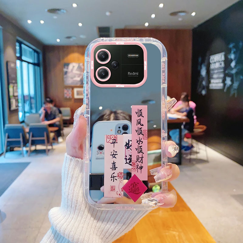 红米note系列女补妆镜可爱手机壳