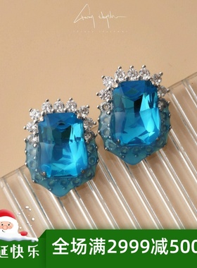 Crazy rhythmm水晶小众先锋设计感蓝色滴落Babyblue潮流耳钉耳饰