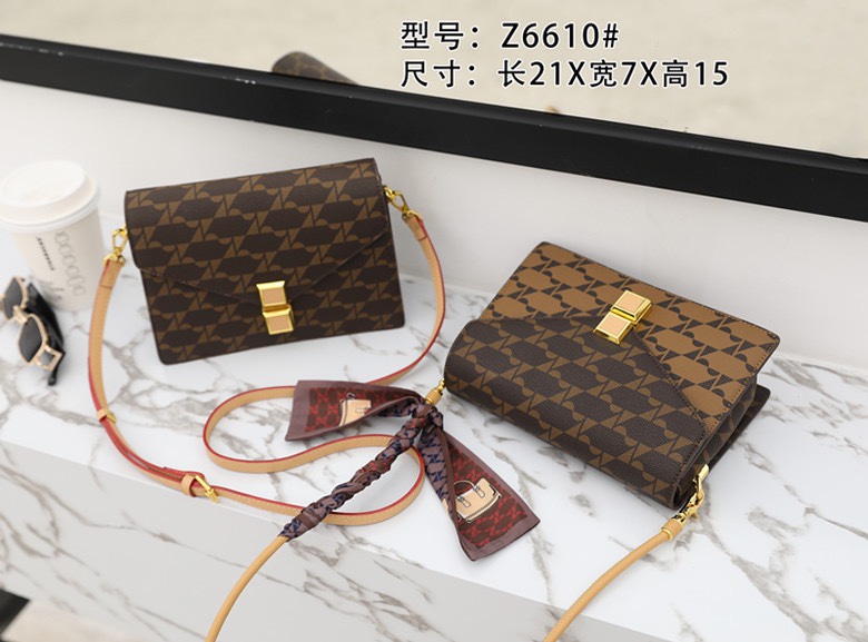 路易希奴爾印花pvc新款女包6610牛皮鎖扣小方包腋下包單肩包