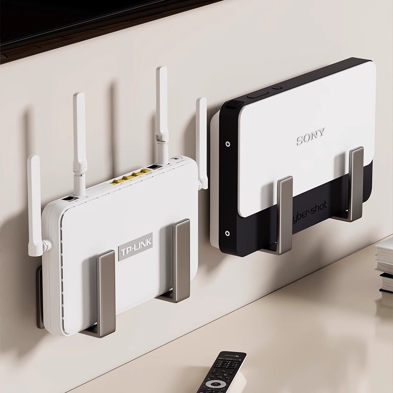 机顶盒厨房洗脸盆挂钩免打孔墙壁插排壁挂式收纳wifi路由器置物架