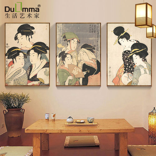 日式风居酒屋浮世绘壁画仕女图