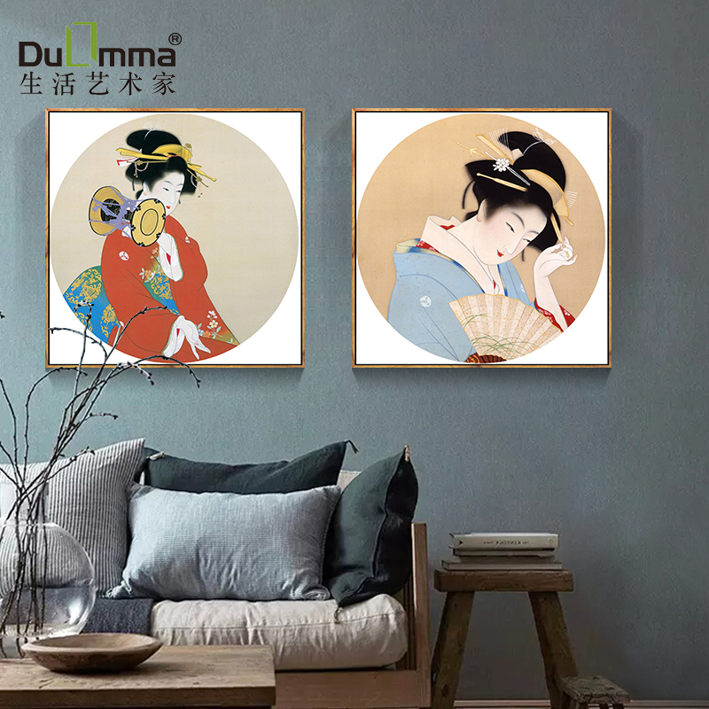 日式挂画仕女图装饰画居酒屋墙壁画料理店寿司店浮世绘女人物画