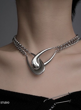 小众设计双环交错项链颈链高级感ins锁骨链2021年新款冷淡风嘻哈