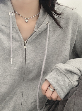 水钻爱心项链女潮网红同款冷淡风ins锁骨链短款choker小众设计