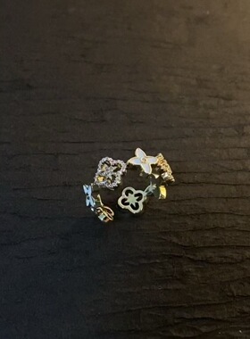 中古vintage幸运四叶草戒指轻奢高级感小众设计气质ins风宫廷复古