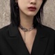 粗链不规则镶钻小众冷淡风配饰个性 镶钻吊坠链条短款 蹦迪颈链女潮