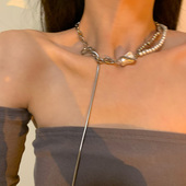 ins冷淡风钛钢项链女ins嘻哈拼接小众设计感锁骨链2022年新款 配饰