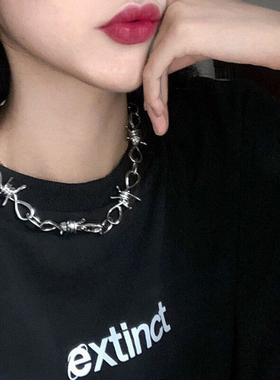 暗黑系荆棘链子男潮ins原宿冷淡风项链女嘻哈街头锁骨链情侣配饰