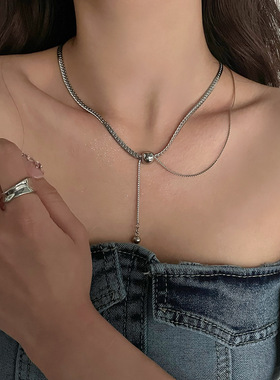 精致简约气质小众设计锁骨链双层圆球轻奢项链轻奢女高级感饰品潮