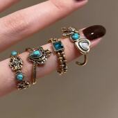 爱心皇冠鸢尾花戒指女款 ins小众设计高级感复古做旧百搭食指戒指