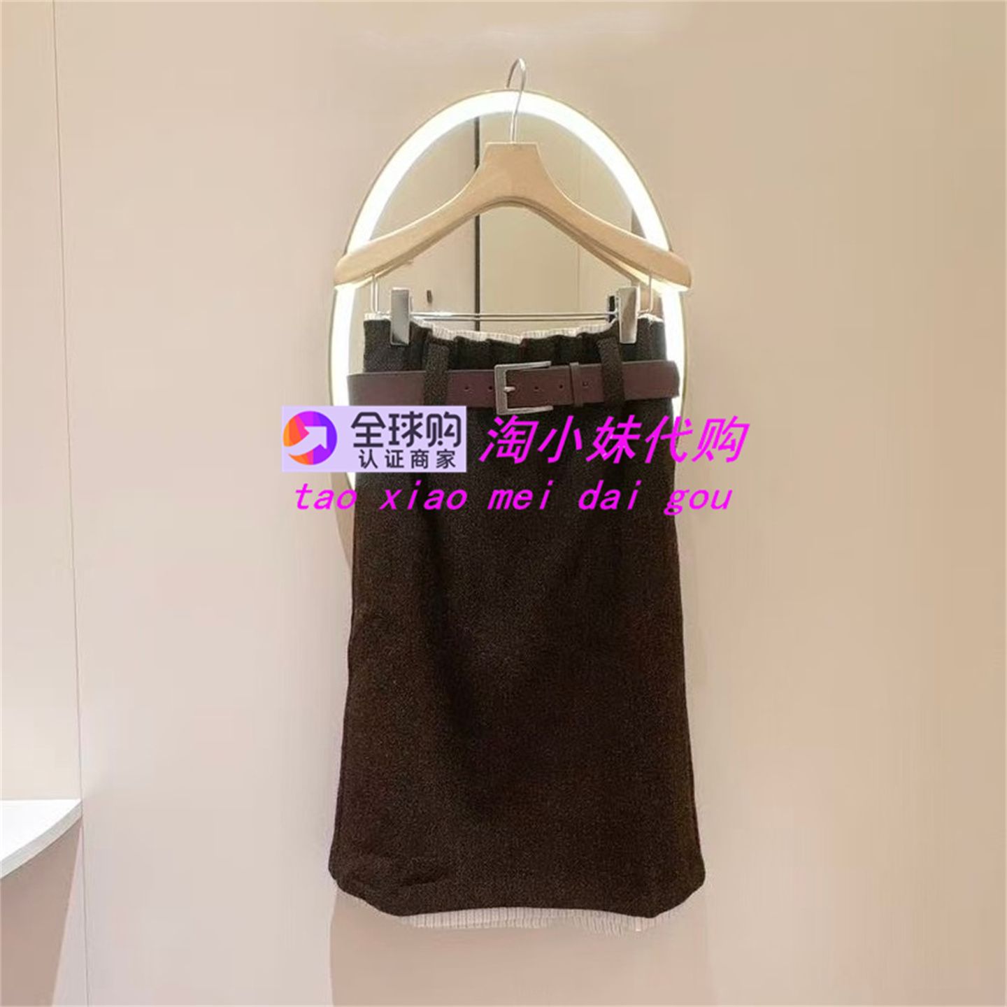 JR2025冬复古高腰开叉羊毛半身裙