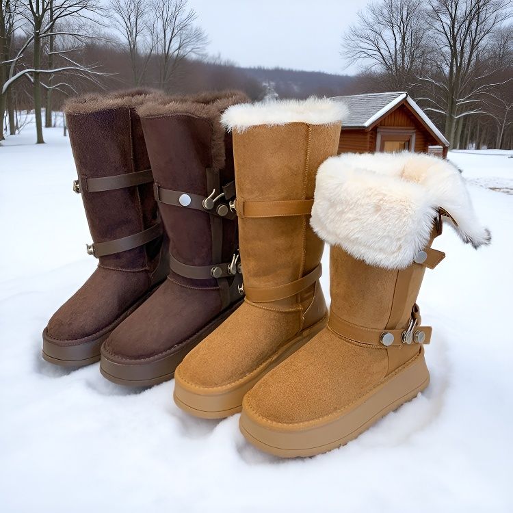 厚底长筒雪地靴大棉厚绒高筒棉鞋