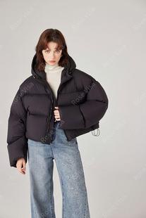 (假一赔万)三星95白鹅绒肯豆风短款时尚休闲女士连帽保暖羽绒服