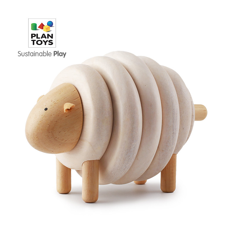 泰国进口plantoys木制儿童益智玩具穿绳绵羊5150积木串珠游戏2-5