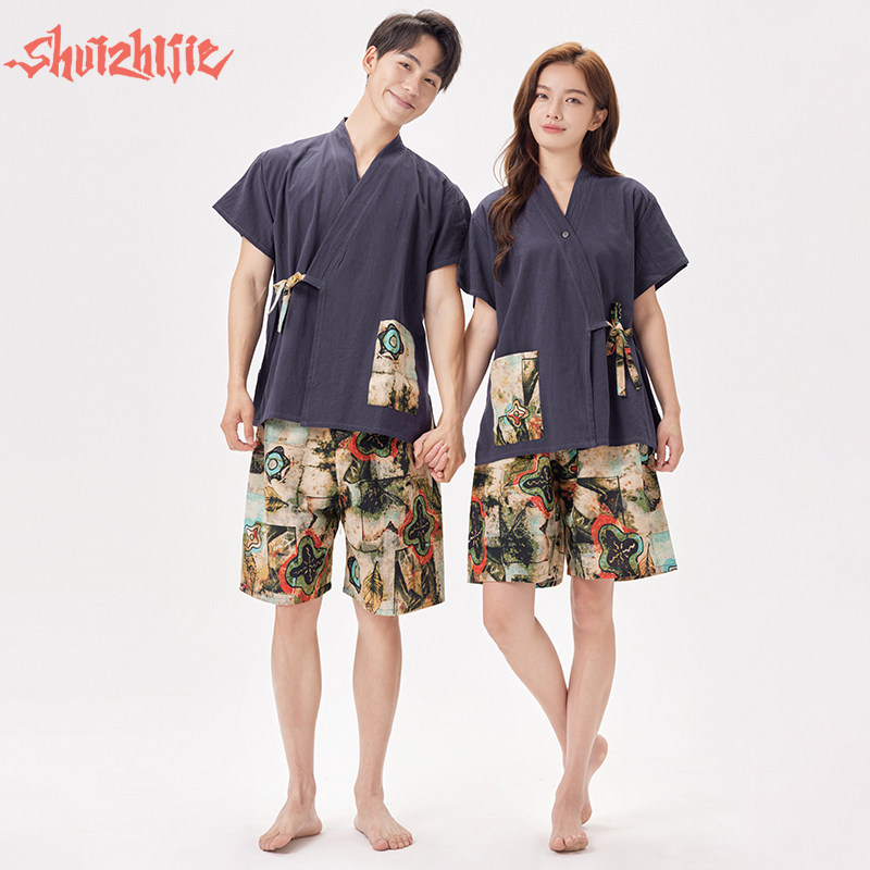 新款纯棉情侣桑拿浴服汗蒸服