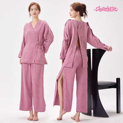 艾灸服高档纯棉开扣背开