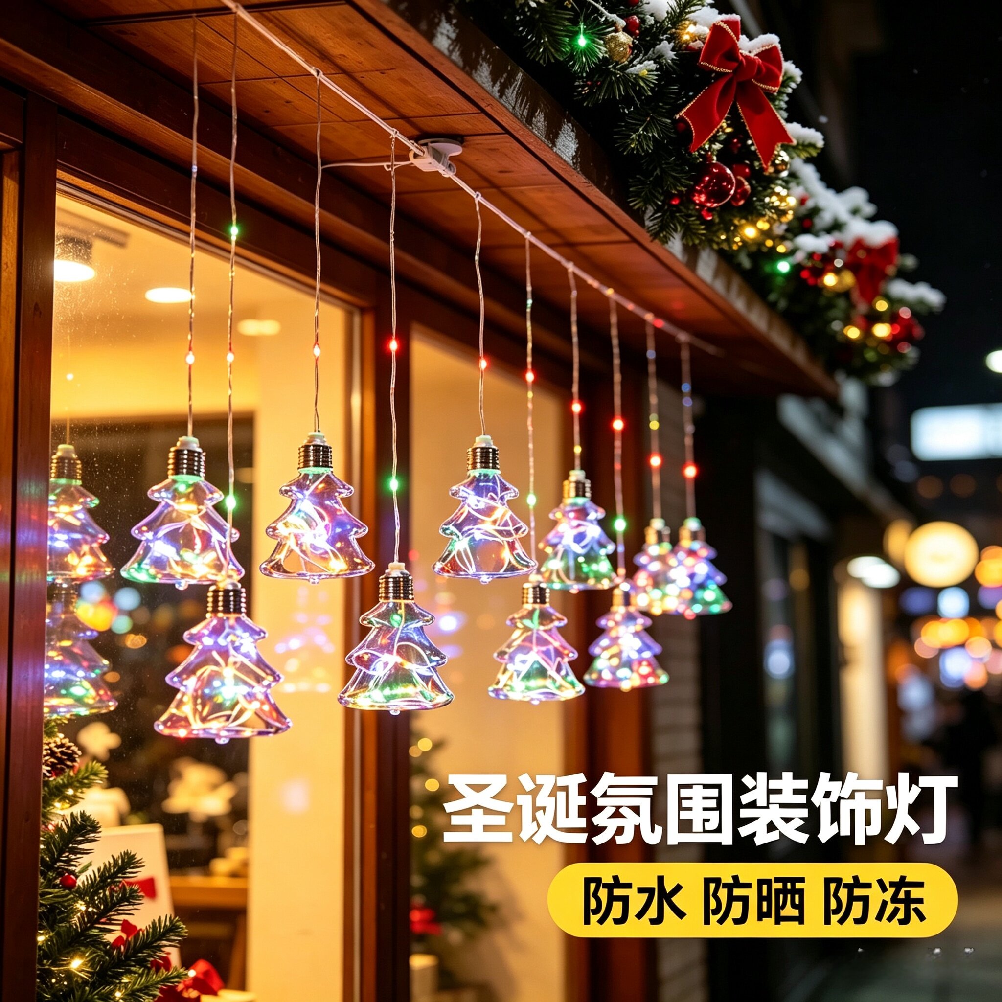 太阳能彩灯星星灯圣诞树挂件场景布置氛围灯串圣诞节装饰品装饰灯