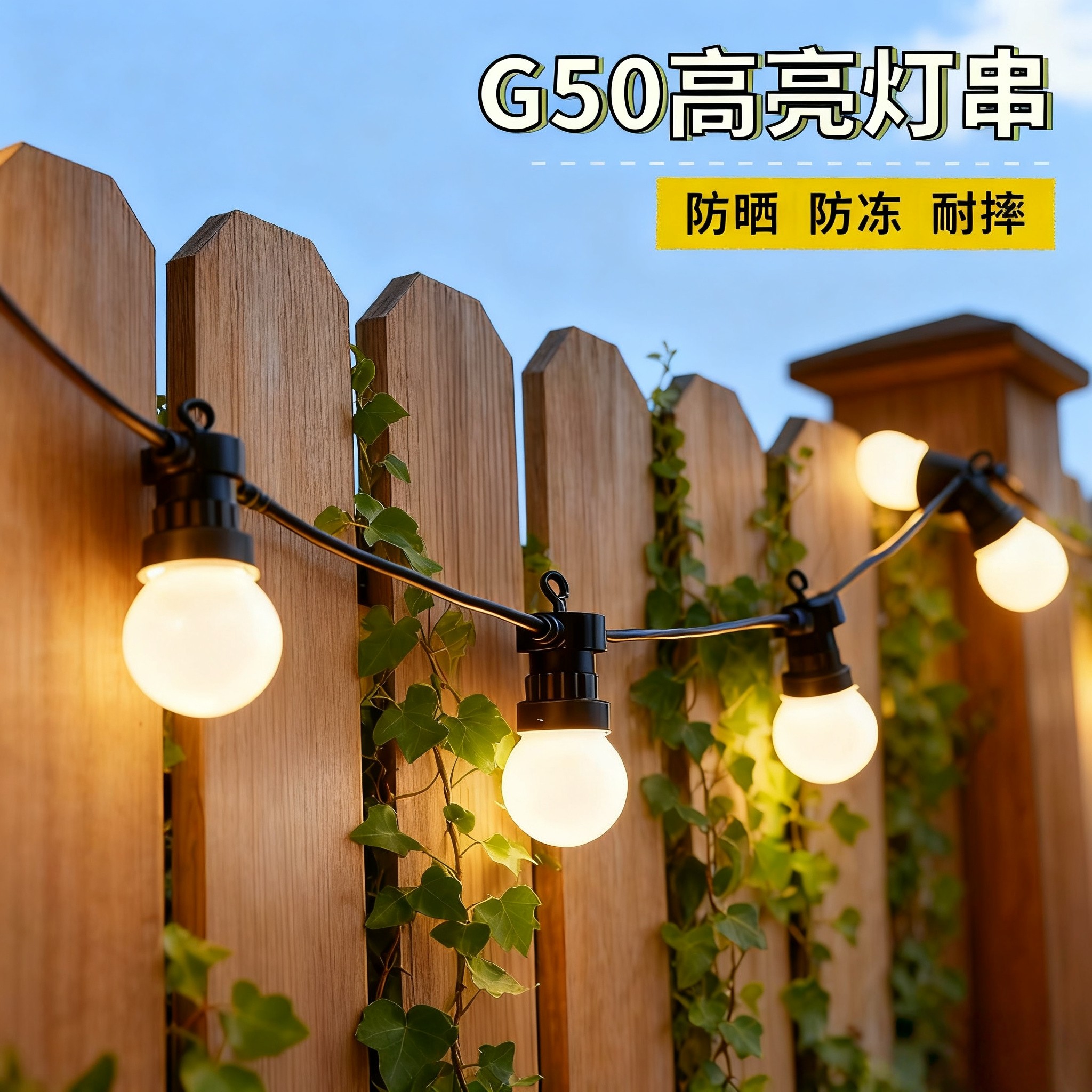 G50灯泡灯串户外防水圆球彩灯景观灯暖光挂灯庭院花园露台装饰灯