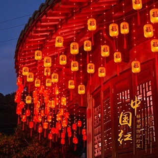 2025春节彩灯福字灯串led闪灯新年家用过年挂灯小灯笼露台装饰灯