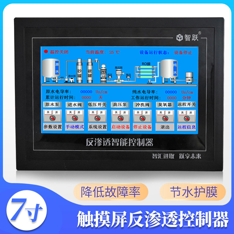 包邮工业级7寸触摸屏自带程序485RO反渗透智能单级控制器带模拟量