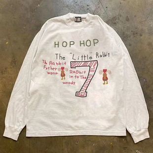 T复古街头百搭上衣 oversize字母长袖 90s90s90s 300克重磅纯棉