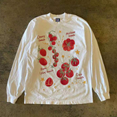 y2k T恤oversize宽松百搭上衣冬 小众复古番茄印花长袖 hoodie 美式