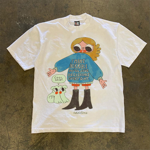 设计短袖 90s90s90s 港风字母男女情侣款 2025春夏新款 T恤 重磅不透