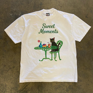 原创~黑爪主厨的午后甜单~美式短袖T恤男女情侣款宽松百搭上衣潮