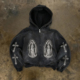 暗黑风连帽拉链卫衣男女二次元 y2k hoodie 印花十字架宽松外套