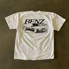 Classic Car190E Hong Kong Style Unisex Couple Design Niche Fashion Short-Sleeve T-Shirt Versatile Loose Top