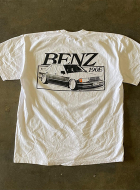 Classic car190E港风男女情侣款小众设计时尚短袖T恤百搭宽松上衣