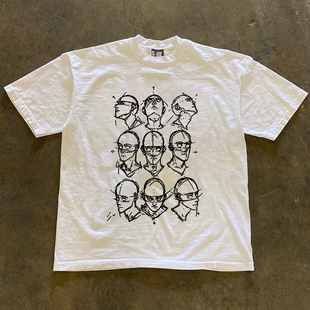 Drawing the final draft Vintage复古美式嘻哈oversize短袖T恤潮