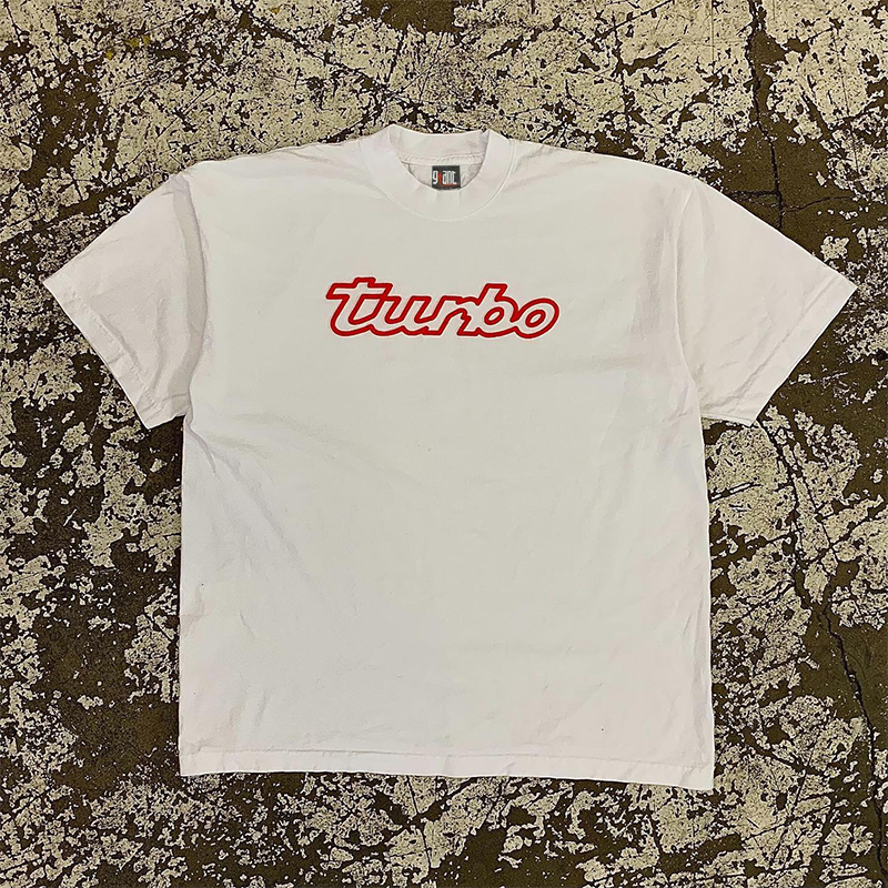 Item Thumbnail for Turbo American retro oversize letter men and women couple loose design sense niche short sleeve T-shirt top