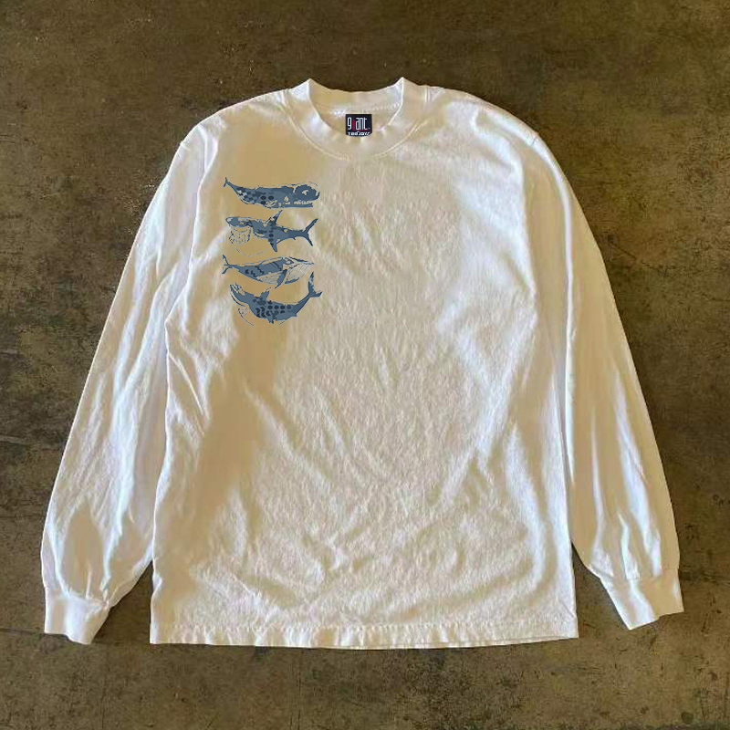 美式复古宽松情侣款百搭长袖T恤