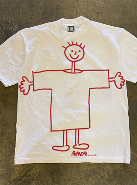 90s90s90s 重磅不透 2025春夏新款大码男孩嘻哈小众男女短袖T恤潮