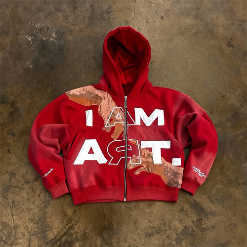 y2k hoodie~美式复古连帽卫衣男女宽松小众字母拉链外套痞帅上衣