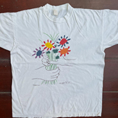 复古重磅 捧花 手 90s90s90s美式 百搭小众宽松圆领情侣短袖 T恤女