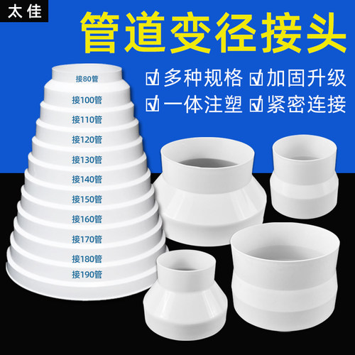 pvc管道变径转换接头塑料大小头排风水管烟管变径圈200150 110 75